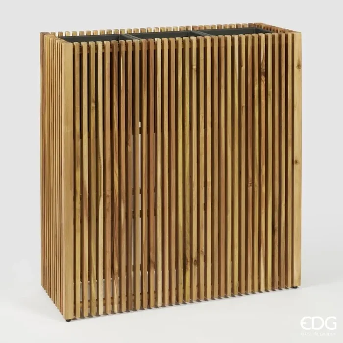 EDG Enzo De Gasperi Vaso Listelli Rettangolare Legno di Acacia Brown H 90 x 86 x 33 Cm