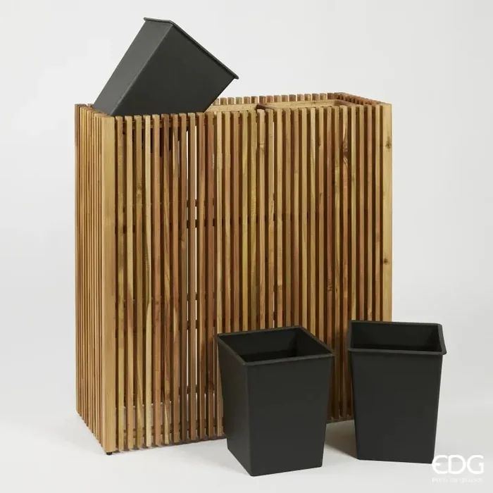 EDG Enzo De Gasperi Vaso Listelli Rettangolare Legno di Acacia Brown H 90 x 86 x 33 Cm - immagine 3