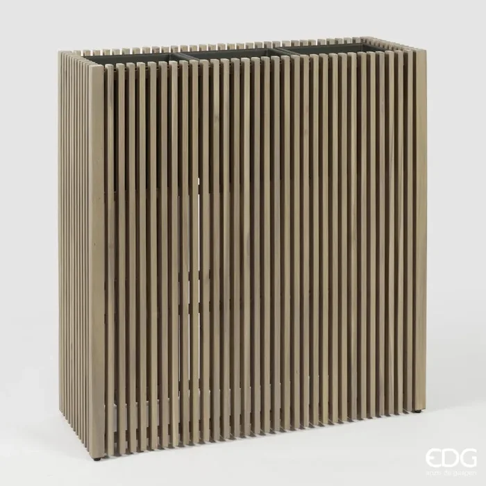 EDG Enzo De Gasperi Vaso Listelli Rettangolare Legno di Acacia Grey H 90 x 86 x 33 Cm