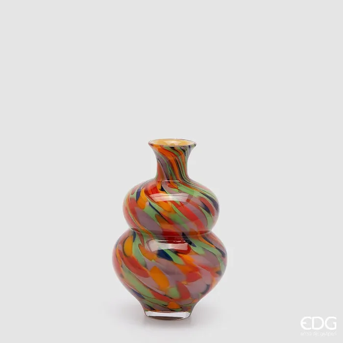 EDG Enzo De Gasperi Vaso Macula Bottiglia H 27 Cm D 18 Cm Vetro Orange Mix
