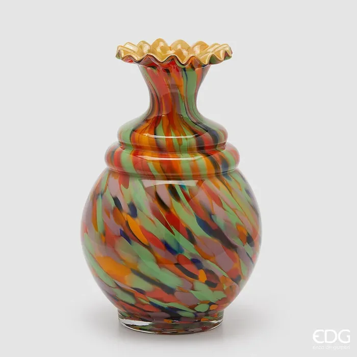 EDG Enzo De Gasperi Vaso Macula Bottiglia H 37,5 Cm D 25,5 Cm Vetro Orange Mix
