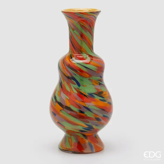 EDG Enzo De Gasperi Vaso Macula Bottiglia H 46,5 Cm D 21,5 Cm Vetro Orange Mix