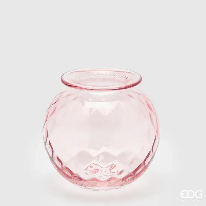 EDG Enzo De Gasperi Vaso Opium Vetro H 19 Cm D 20 Cm Pink