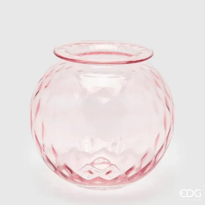 EDG Enzo De Gasperi Vaso Opium Vetro H 24 Cm D 25 Cm Pink