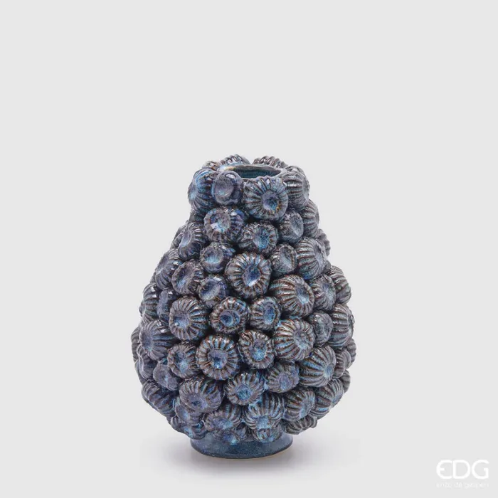 EDG Enzo De Gasperi Vaso Ricciomare H 24 Cm D 19 Cm Ceramica Waterproof Blue