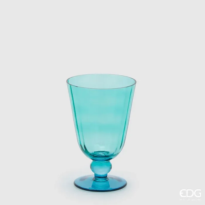 EDG Enzo De Gasperi Vaso Righe Coppa con Piede H 15 Cm D 10 Cm Azure