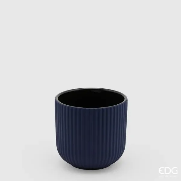 EDG Enzo De Gasperi Vaso Righe H 14 Cm D 15 Cm Blue