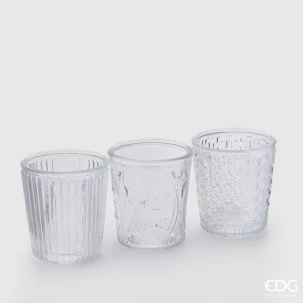 EDG Enzo De Gasperi Vaso Rotondo Svasato in Vetro 3PZ H16 D13,5 Natural