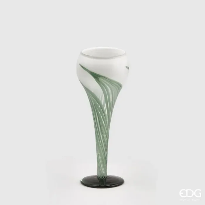 EDG Enzo De Gasperi Vaso Tulipano a Calice H 35 Cm D 13 Cm Scatola Regalo White Green