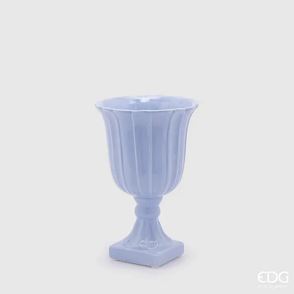 EDG Enzo De Gasperi Vaso Tulipano Coppa con Piede H 30 Cm D 19 Cm Indigo