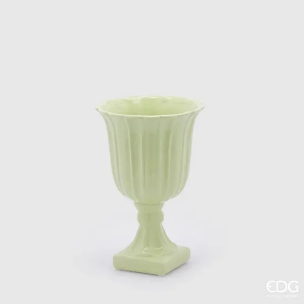 EDG Enzo De Gasperi Vaso Tulipano Coppa con Piede H 30 Cm D 19 Cm Verde Chiaro Saldi