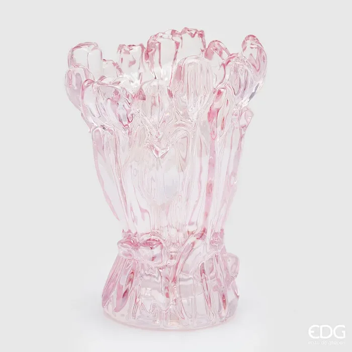 EDG Enzo De Gasperi Vaso Tulipano H 30 Cm D 22 Cm Vetro Scatola Bianca Pink