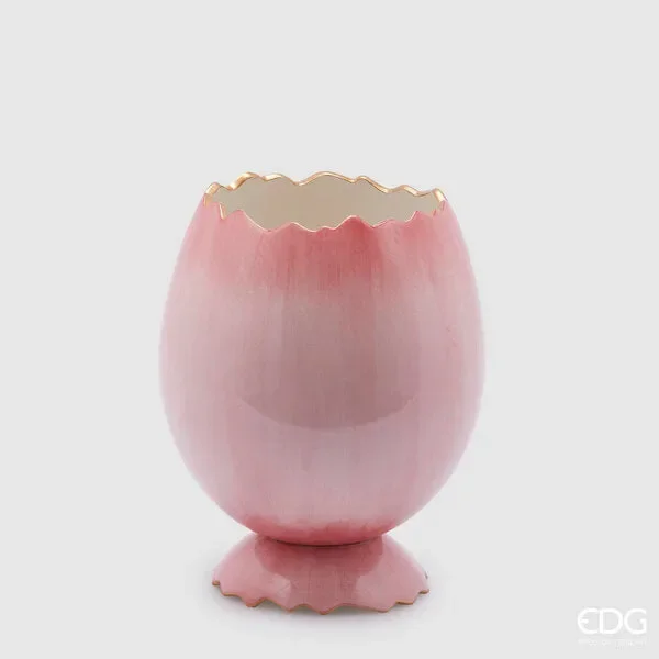 EDG Enzo De Gasperi Vaso Uovo con Piede H28 D23 Dark Pink