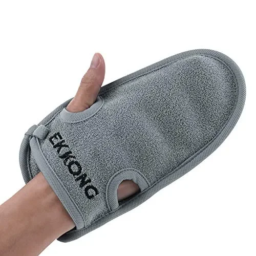 EKKONG 2 Pezzi Guanto Esfoliante, per Peeling Naturale in Fibre grigio - immagine 3