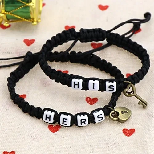 Emma Lui e lei con Lucchetto e Chiave Coppia Braccialetto Lovers bracciali… - immagine 2