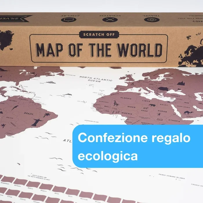 envami® Mappa del Mondo da Grattare – 68 X 43 CM – Idee Regalo – mappamondo da grattare con Bandiere – Scratch off Map – Mappa da grattare – Cartina Mondo da grattare – Oro rosa Inglese - immagine 3