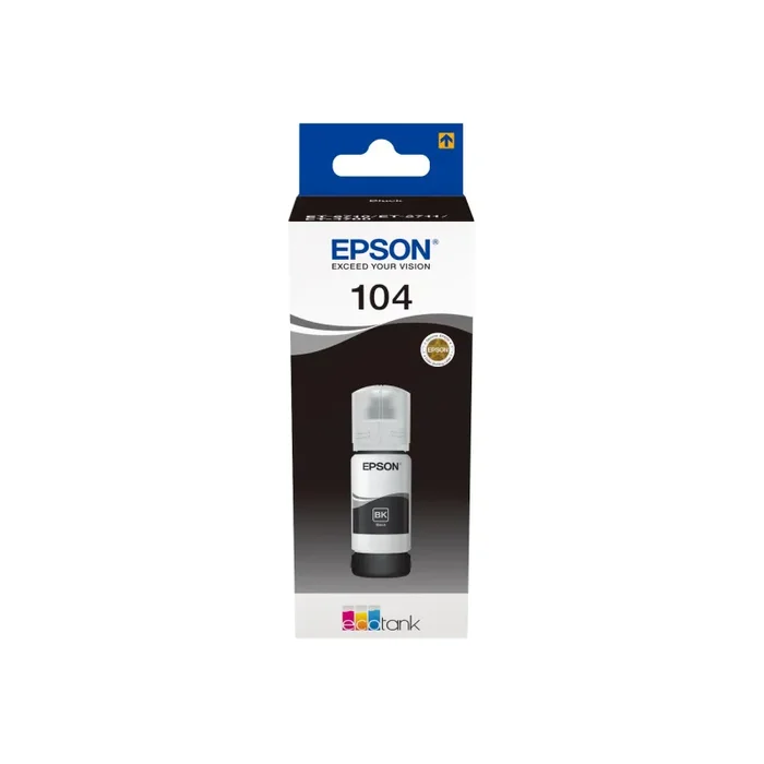 Epson Serie 104 Bottiglia di Inchiostro EcoTank -Ricarica Agevole Serbatoi Stampante, Stampa fino 4500 Pagine, Flacone Nero, 65ml