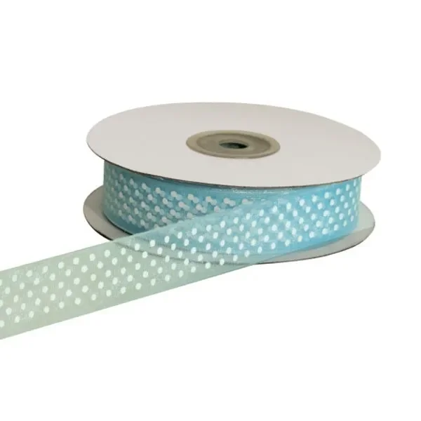 ETM Nastro Organza Pois 10 Mm 50 Mt Celeste