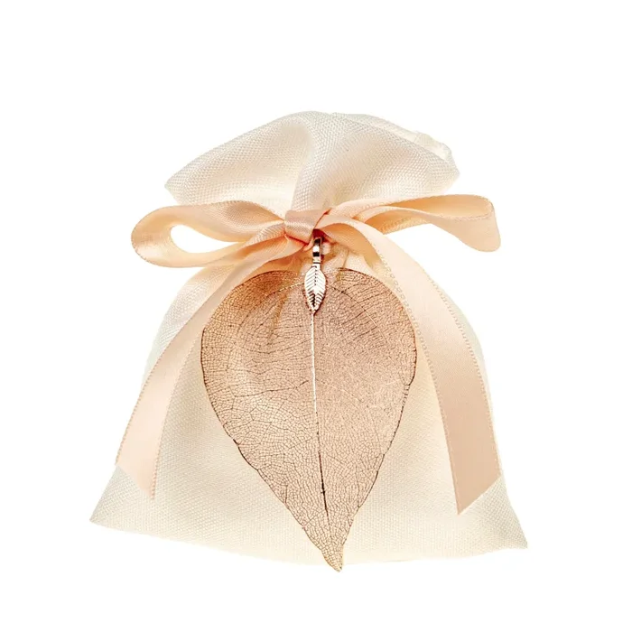 ETM Sacchetto Foglia Bag Portaconfetti 10 x 12 Cm Bomboniera Pesca 12 Pz