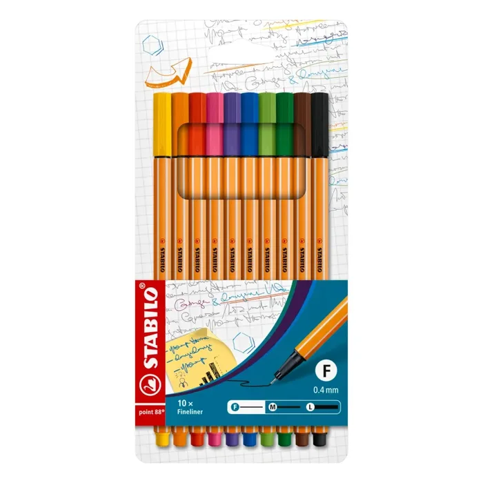 Fineliner – STABILO point 88 – Astuccio da 10 – Colori assortiti