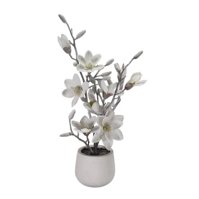 Fiore magnolia bianco neve con vaso cm Ø13,5xh68