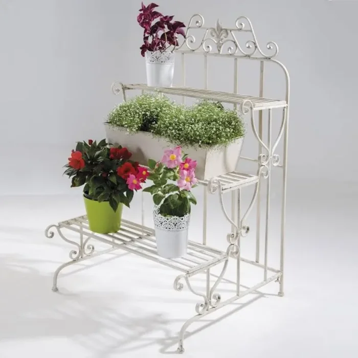 Fioriera a Scala da Terrazzo in Ferro Colore Avorio Bertozzi Flower House