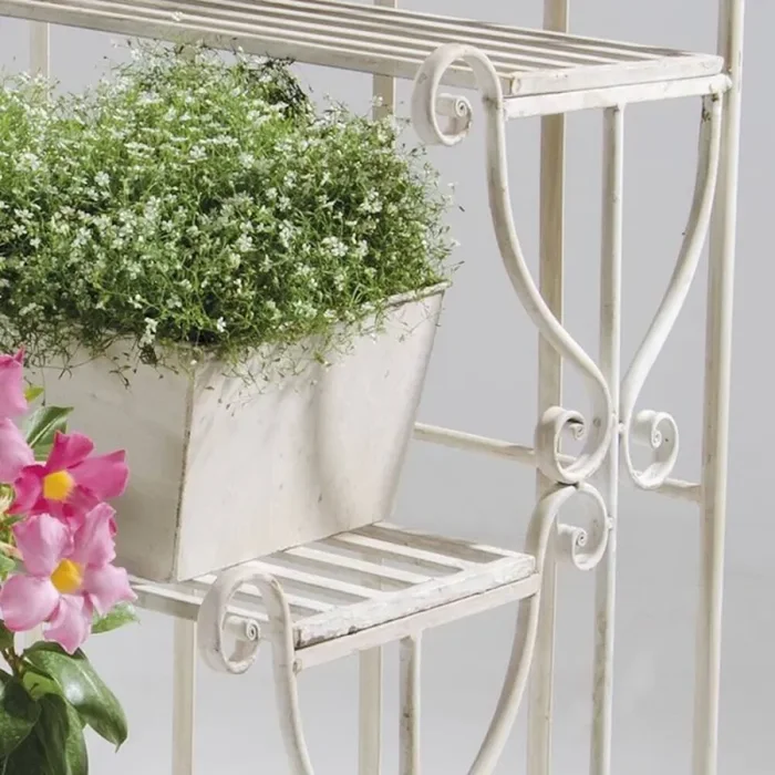 Fioriera a Scala da Terrazzo in Ferro Colore Avorio Bertozzi Flower House - immagine 2