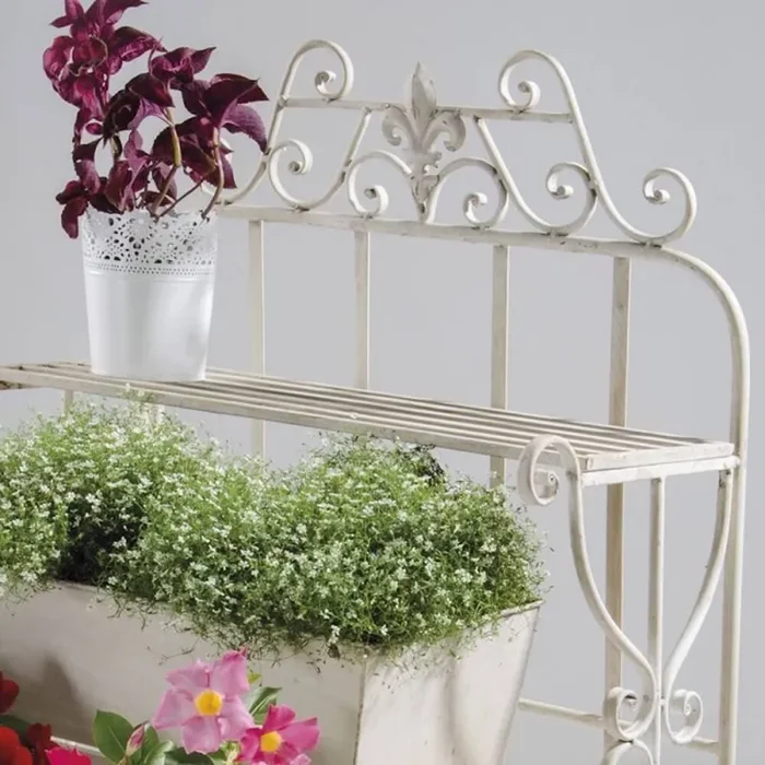 Fioriera a Scala da Terrazzo in Ferro Colore Avorio Bertozzi Flower House - immagine 3