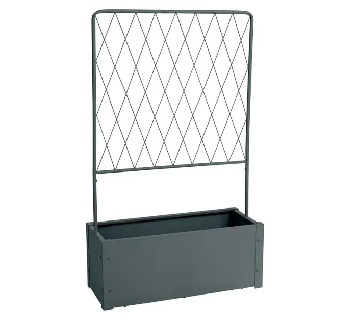 Fioriera Bifacciale con Grigliato per Rampicanti 75x30x126 cm in Metallo Verdemax Antracite