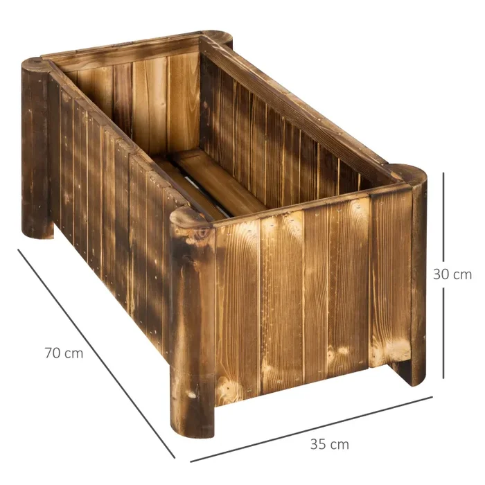 Fioriera Box Rettangolare per Piante in Legno di Abete 70x35x30 cm - immagine 3