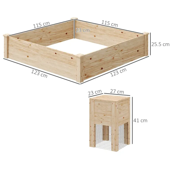 Fioriera da Esterno 123x123x25,5 cm con Compostiera e Fondo Aperto in Legno di Abete - immagine 3