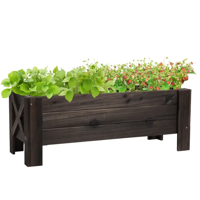 Fioriera da Giardino 100×35,5×36 cm in Legno Carbonizzato Saldi