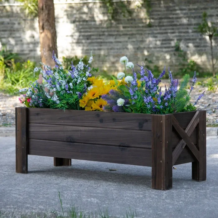 Fioriera da Giardino 100×35,5×36 cm in Legno Carbonizzato Saldi - immagine 2
