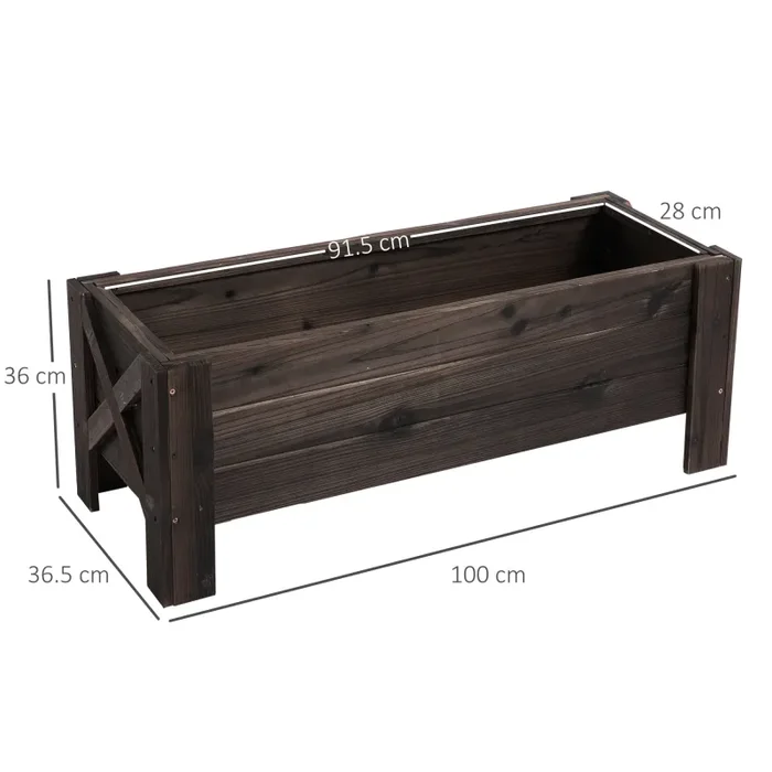 Fioriera da Giardino 100×35,5×36 cm in Legno Carbonizzato Saldi - immagine 3