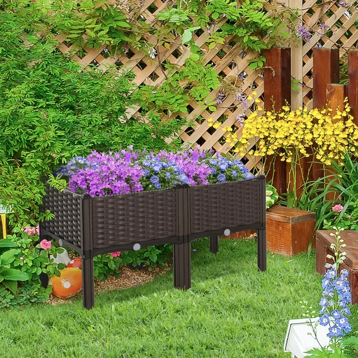 Fioriera da Giardino 40x40x44 cm in Polipropilene Marrone - immagine 2