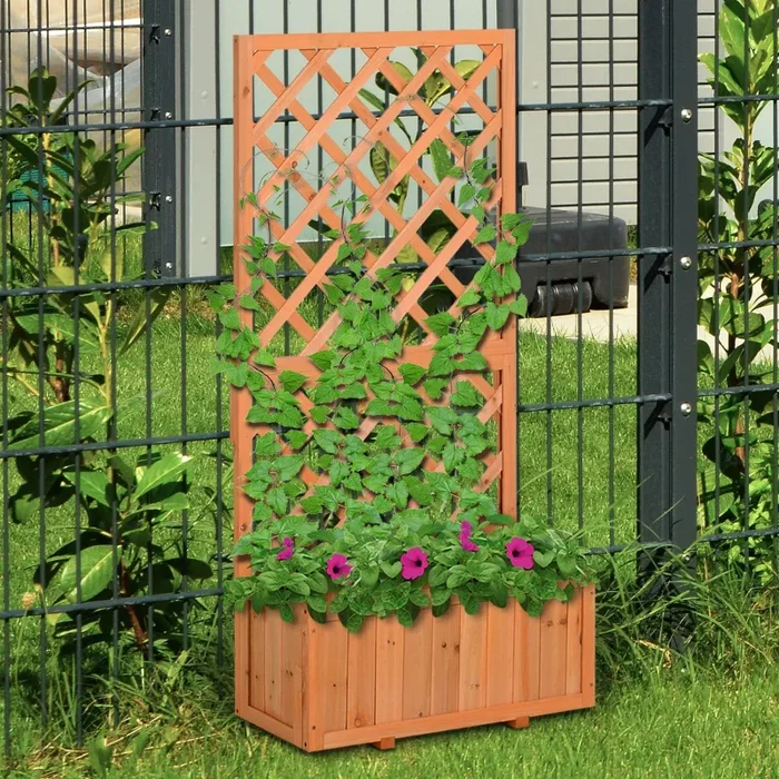 Fioriera da Giardino con Griglia 72,5×31,5×149,5 cm in Legno Arancione Moda - immagine 2