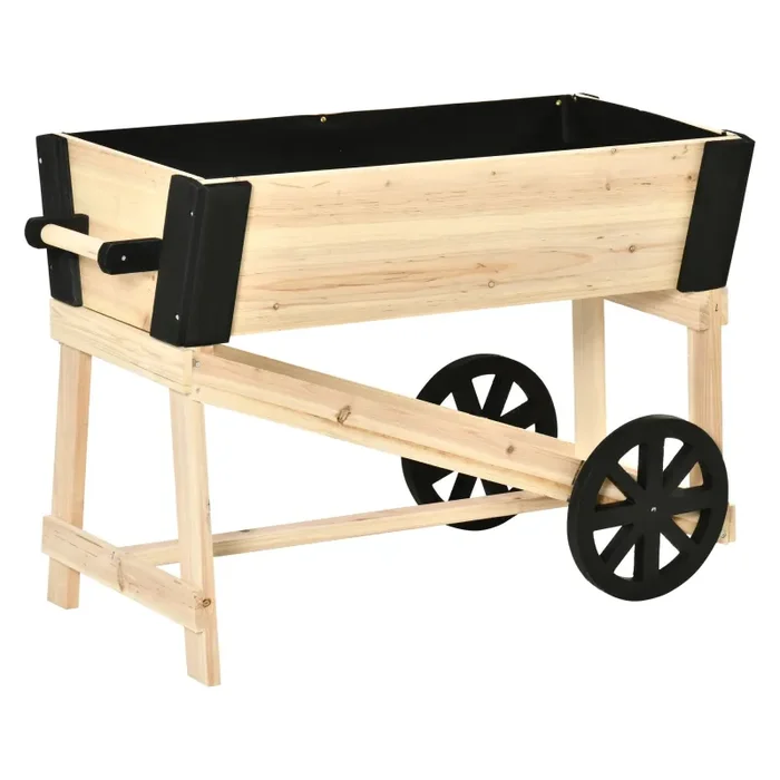 Fioriera Rialzata con Ruote da Esterno per Fiori e Piante in Legno Fornitura