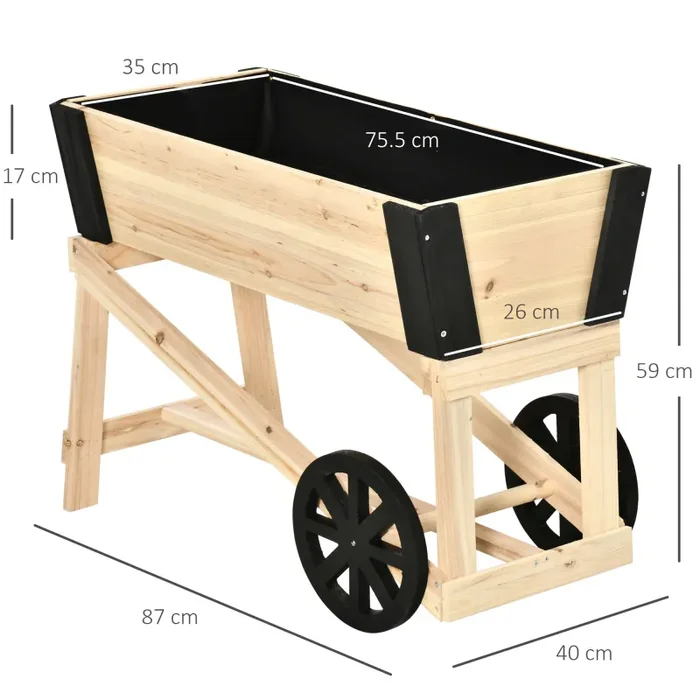 Fioriera Rialzata con Ruote da Esterno per Fiori e Piante in Legno Fornitura - immagine 3