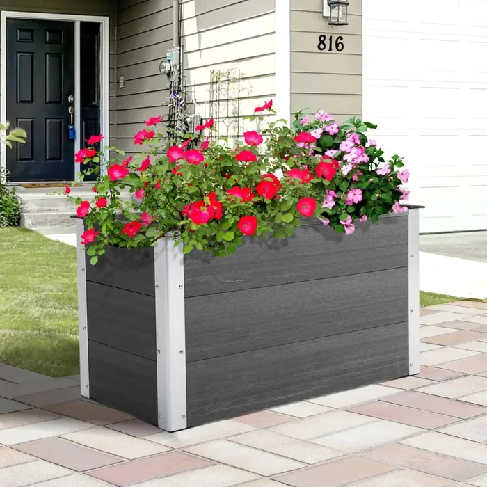 Fioriera Vaso per Piante e Colture in Legno e Plastica Grigio 150x50x50 cm - immagine 2