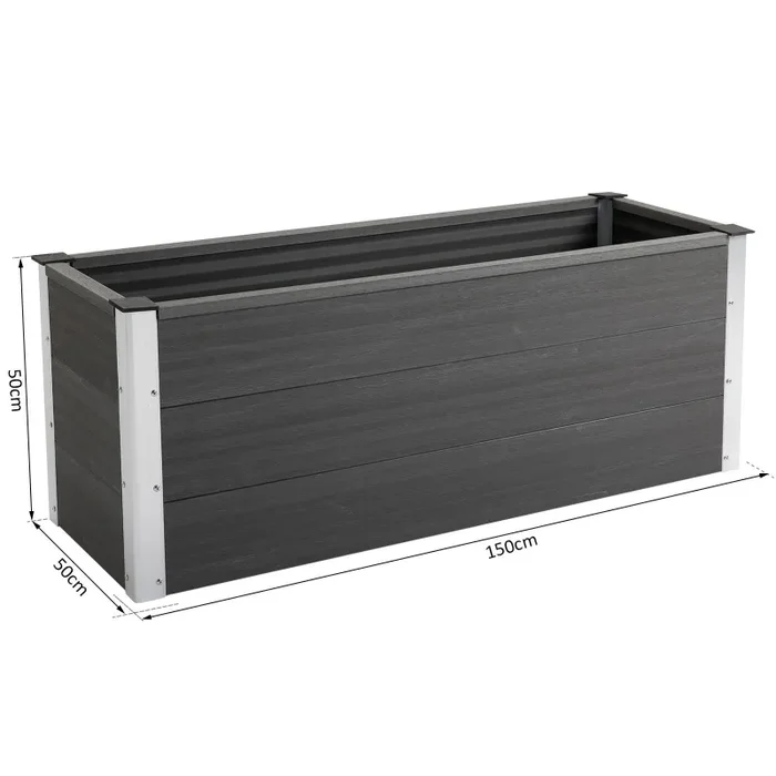 Fioriera Vaso per Piante e Colture in Legno e Plastica Grigio 150x50x50 cm - immagine 3