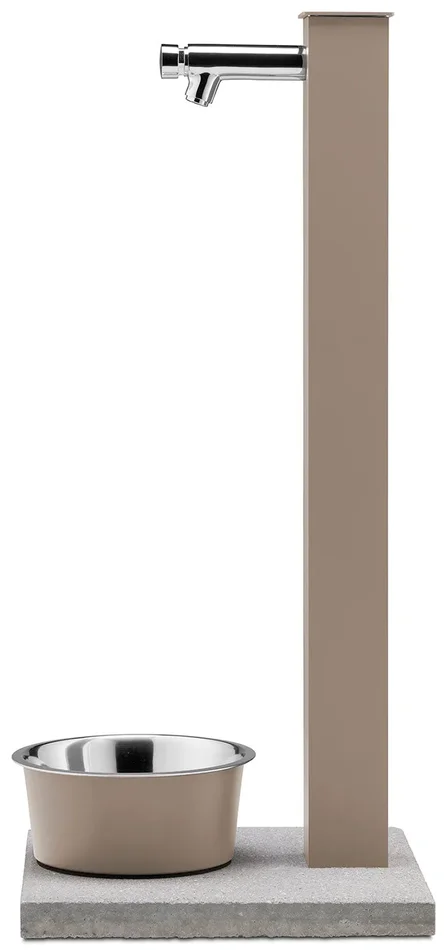 Fontana a Colonna Rubinetto Temporizzato con Base e Vaschetta Abbeveratoio Belfer 42/REX-P Tortora - immagine 3