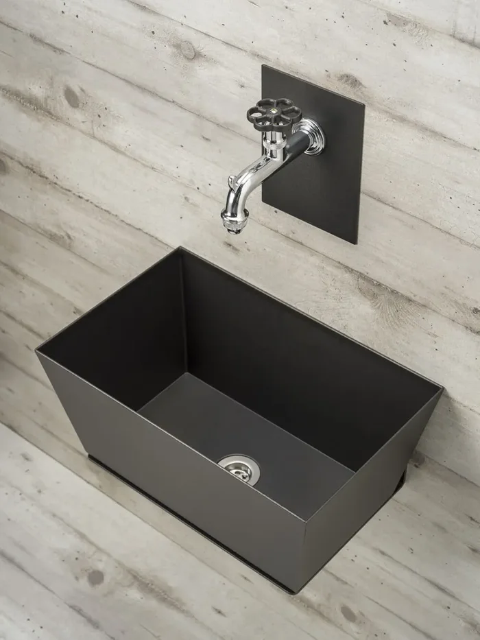 Fontana a Parete da Giardino con Rubinetto e Vasca Belfer 42/PRQ Antracite - immagine 3