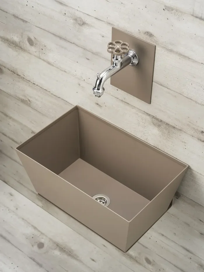 Fontana a Parete da Giardino con Rubinetto e Vasca Belfer 42/PRQ Tortora - immagine 3