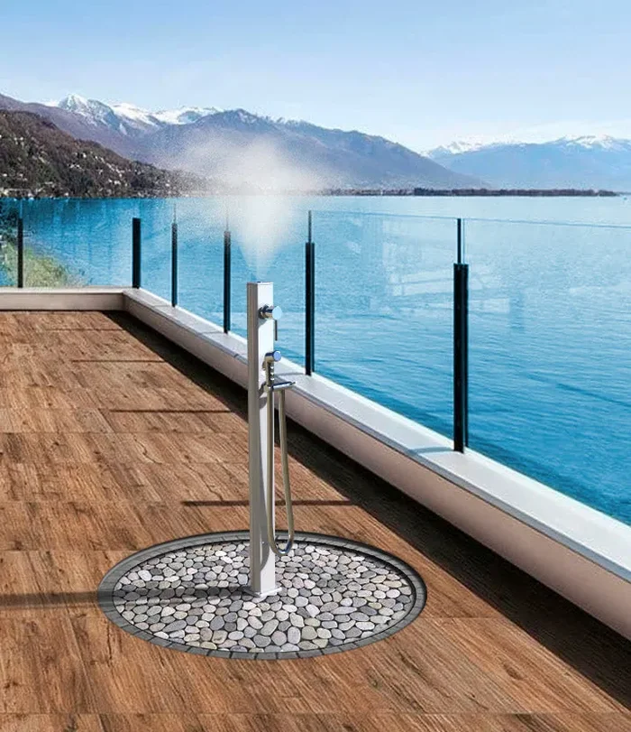 Fontana da Esterno con Nebulizzatore Miscelatore e Doccetta Mobile Quick Ardesia Opaco - immagine 2