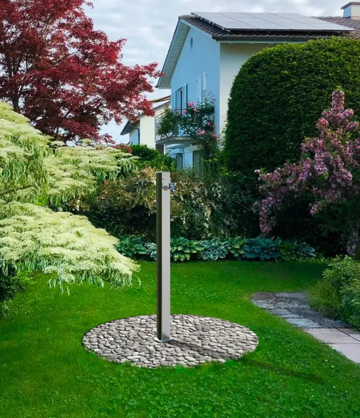 Fontana da Esterno con Rubinetto Portagomma Arkema Quick Ottanio Lucido Metallizzato - immagine 2