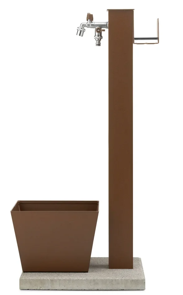 Fontana da Giardino con Rubinetto Base Vaschetta e Portagomma Belfer 42/QRRV Ruggine - immagine 3