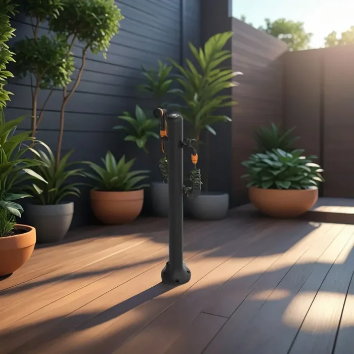 Fontana da Giardino in Alluminio Tubo 7,5 m e Pistola a Spruzzo con 8 Getti Sined Alu Nero