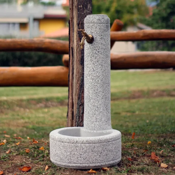 Fontana da Giardino Senza Rubinetto in Cemento Granulato di Marmo Collegno Bianco/Nero Vendita online - immagine 2