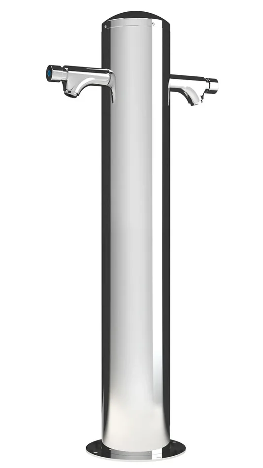 Fontana Lavapiedi da Giardino Doppio Rubinetto Temporizzato LAV-2P Finitura a Specchio