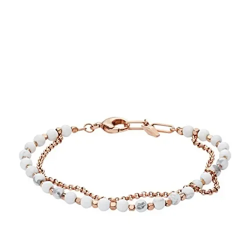 Fossil Bracciale da Donna in Acciaio Inossidabile con Ametista, Oro Rosa